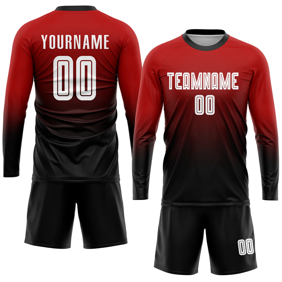 Custom Soccer Jersey Red Black Fade Gradient – Personalized Name & Number Sublimated Uniform - Image 5