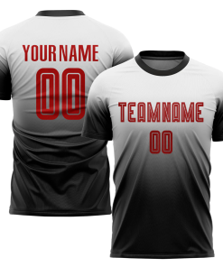 Personalized Soccer Jersey Black Crimson Fade Gradient Custom Name and Number Sublimation Uniform