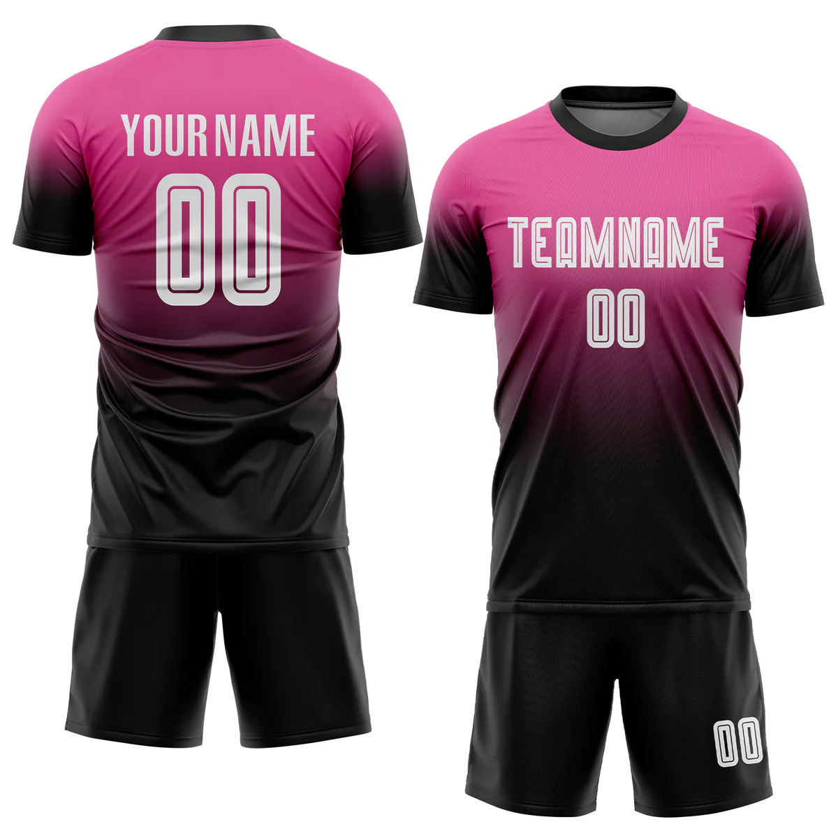 Custom Soccer Jersey Pink Black Fade Gradient – Personalized Name & Number Sublimated Uniform - Image 4