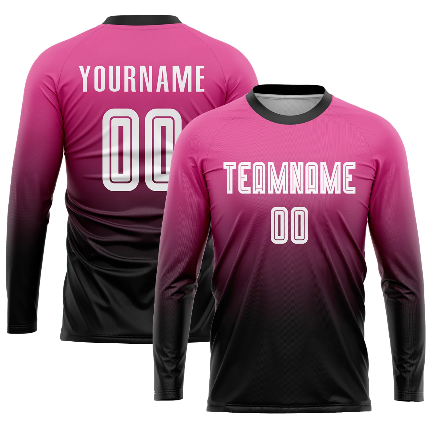Custom Soccer Jersey Pink Black Fade Gradient – Personalized Name & Number Sublimated Uniform - Image 3