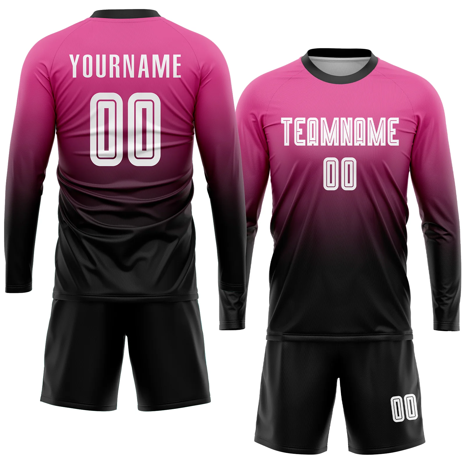 Custom Soccer Jersey Pink Black Fade Gradient – Personalized Name & Number Sublimated Uniform - Image 5