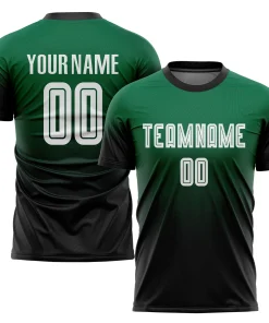 Personalized Soccer Jersey Green Black Fade Gradient Custom Name and Number Sublimation Uniform
