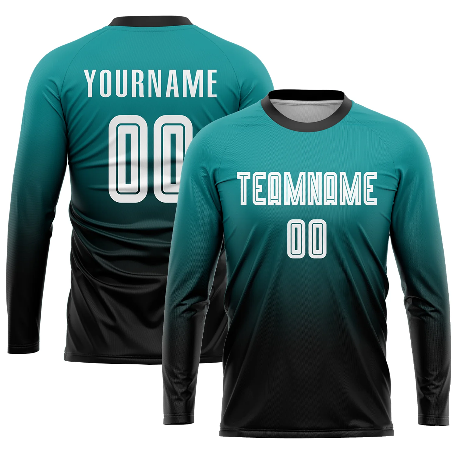 Personalized Soccer Jersey Teal Black Fade Gradient Custom Name and Number Sublimation Uniform - Image 3