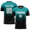 Personalized Soccer Jersey Teal Black Fade Gradient Custom Name and Number Sublimation Uniform