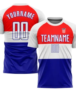 Personalized Soccer Jersey Red White Royal Croatian Flag Custom Name and Number Sublimation Uniform