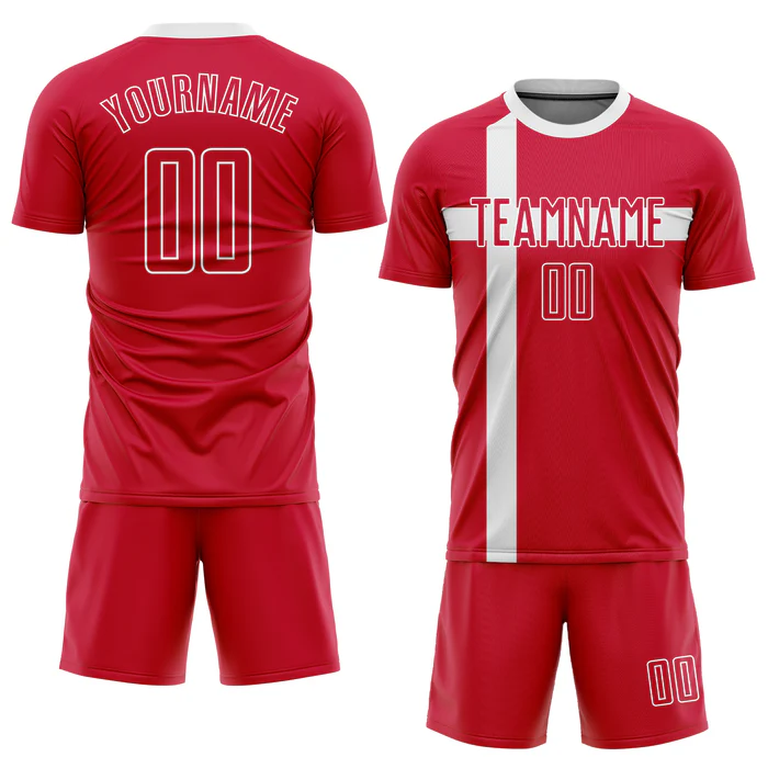Personalized Soccer Jersey Red White Danish Flag Custom Name Number Sublimation Uniform - Image 3