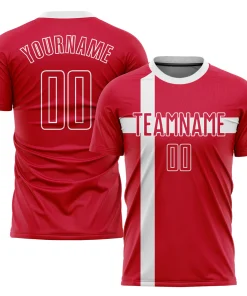 Personalized Soccer Jersey Red White Danish Flag Custom Name Number Sublimation Uniform