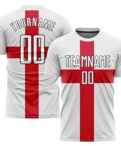 Personalized Soccer Jersey Red White Great Britain Flag Custom Name Number Sublimation Uniform