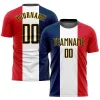 Personalized Soccer Jersey Navy White Red Sublimation French Flag Custom Name and Number Uniform