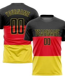 Personalized Soccer Jersey Black Red Gold German Flag Custom Name Number Sublimation Uniform