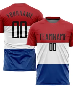 Personalized Soccer Jersey Red White Royal Sublimation Dutch Flag Custom Name Number Uniform