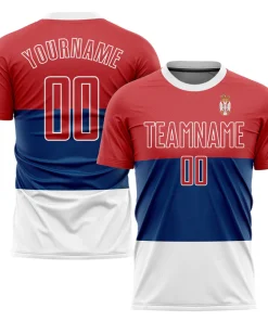 Personalized Soccer Jersey Royal Red White Sublimation Serbian Flag Custom Name Number Uniform