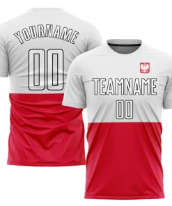 Personalized Soccer Jersey Red White Polish Flag Custom Name Number Sublimation Uniform