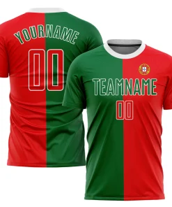 Personalized Soccer Jersey Red Green Portuguese Flag Custom Name Number Sublimation Uniform