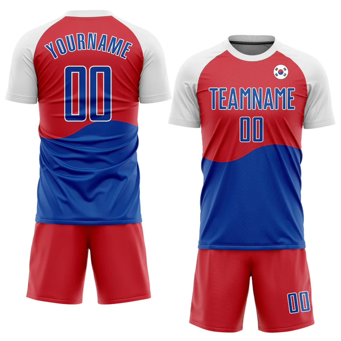 Personalized Soccer Jersey Red Royal White Sublimation South Korean Flag Custom Name and Number Uniform - Image 3
