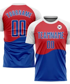Personalized Soccer Jersey Red Royal White Sublimation South Korean Flag Custom Name and Number Uniform