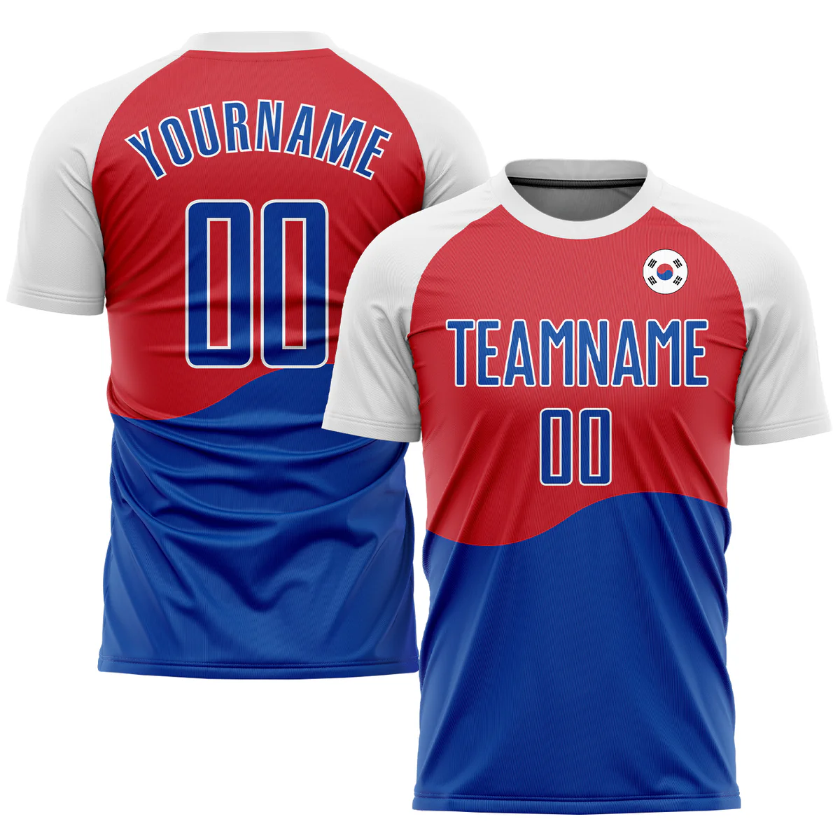 Personalized Soccer Jersey Red Royal White Sublimation South Korean Flag Custom Name and Number Uniform