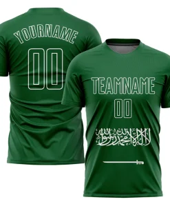 Personalized Soccer Jersey Green Sublimation Saudi Arabian Flag Custom Name Number Uniform