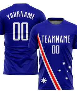 Personalized Soccer Jersey Royal White Red Sublimation Australian Flag Custom Name Number Uniform