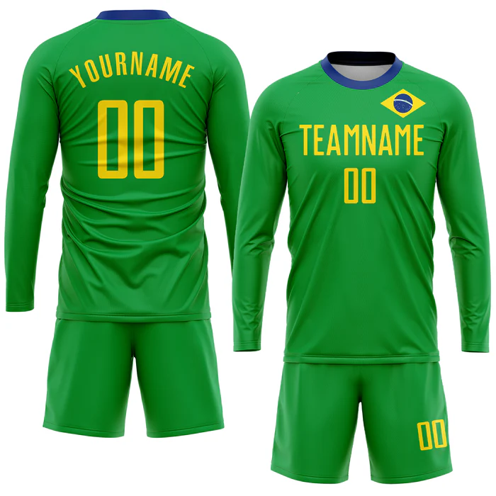 Personalized Soccer Jersey Kelly Green Yellow Brazilian Flag Custom Name Number Sublimation Uniform - Image 5