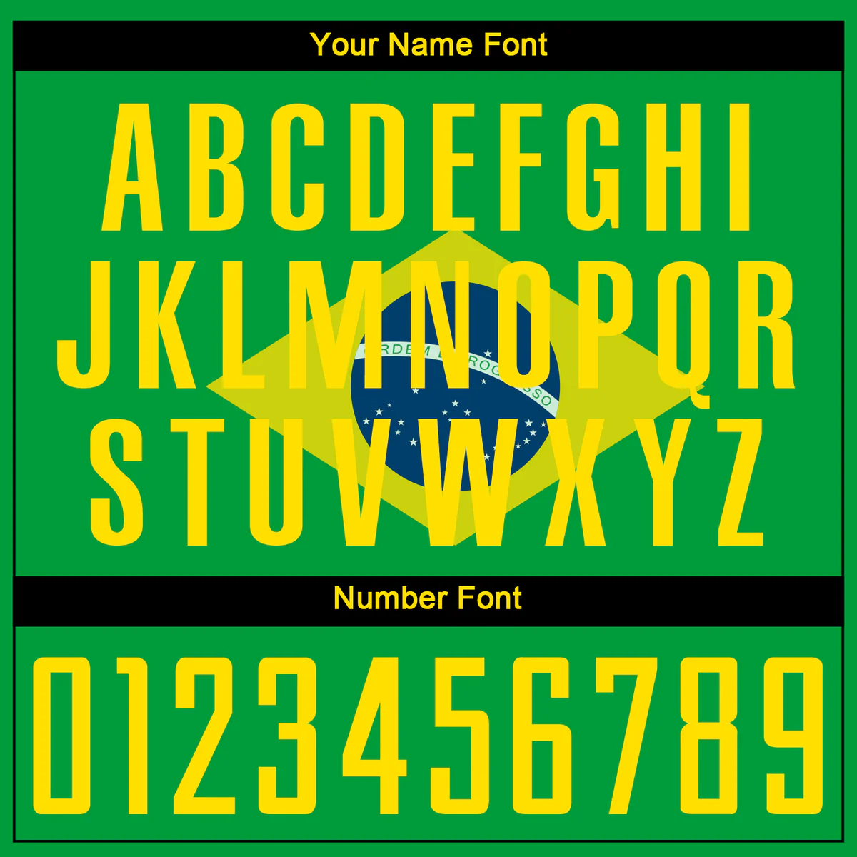 Personalized Soccer Jersey Kelly Green Yellow Brazilian Flag Custom Name Number Sublimation Uniform - Image 9