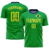 Personalized Soccer Jersey Kelly Green Yellow Brazilian Flag Custom Name Number Sublimation Uniform