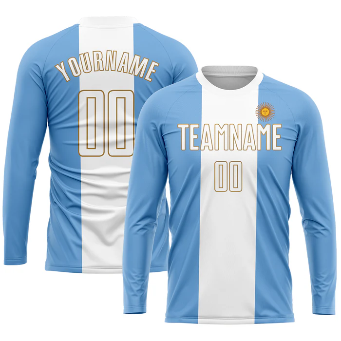 Personalized Soccer Jersey Light Blue White Argentinian Flag Custom Name Number Sublimation Uniform - Image 3