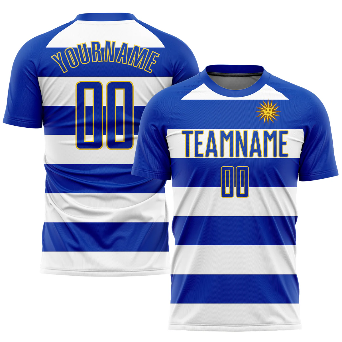 Personalized Soccer Jersey Blue White Uruguayan Flag Custom Name Number Sublimation Uniform - Image 2