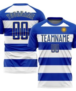 Personalized Soccer Jersey Blue White Uruguayan Flag Custom Name Number Sublimation Uniform