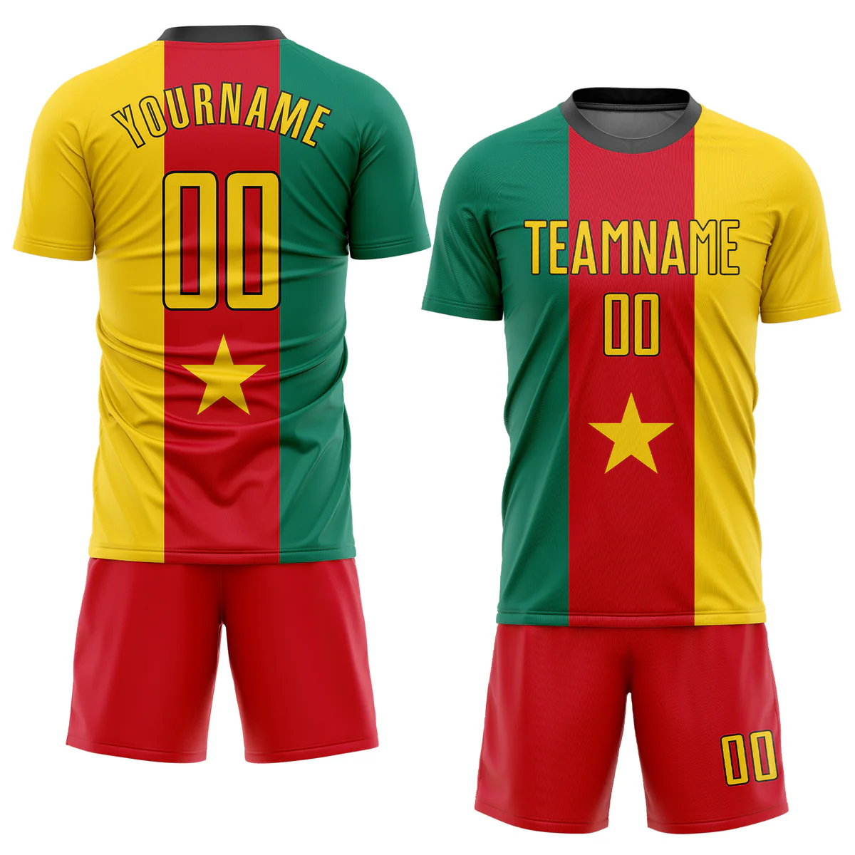 Personalized Soccer Jersey Red Green Gold Cameroonian Flag Custom Name Number Sublimation Uniform - Image 3