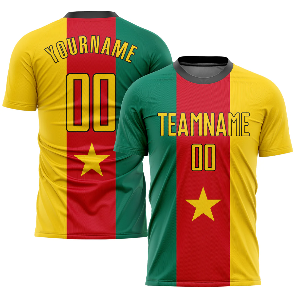 Personalized Soccer Jersey Red Green Gold Cameroonian Flag Custom Name Number Sublimation Uniform - Image 2