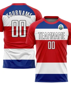 Personalized Soccer Jersey Red White Blue Costa Rican Flag Custom Name Number Sublimation Uniform