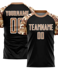 Personalized Soccer Jersey Black Old Gold Camouflage Custom Name Number Uniform