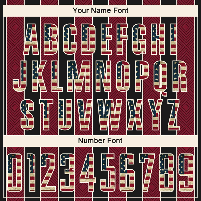 Personalized Soccer Jersey Black Vintage USA Flag Crimson Pinstripe Line Custom Name Number Uniform - Image 5