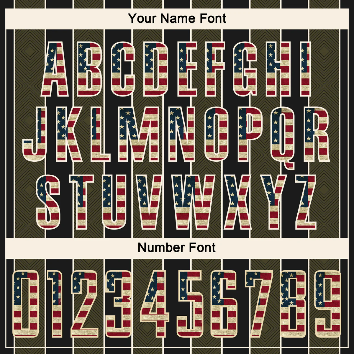 Personalized Soccer Jersey Black Vintage USA Flag Olive Pinstripe Line Custom Name Number Uniform - Image 5