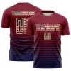 Personalized Soccer Jersey Vintage USA Flag Crimson Navy Gradient Pinstripe Custom Name Number Uniform