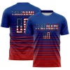 Personalized Soccer Jersey Vintage USA Flag Royal Red Gradient Pinstripe Custom Name Number Uniform