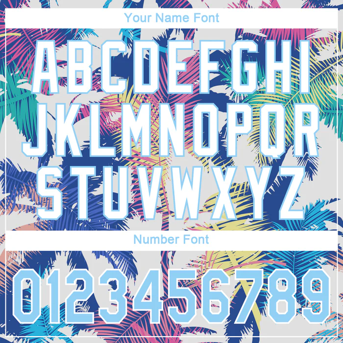 Personalized White Light Blue 3D Pattern Design Hawaii Palm Trees Custom Name Number Sublimation Uniform - Image 5