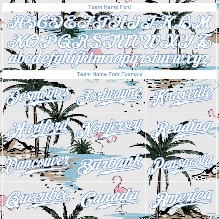 Personalized White Light Blue 3D Pattern Design Hawaii Palm Trees Custom Name Number Sublimation Uniform - Image 5