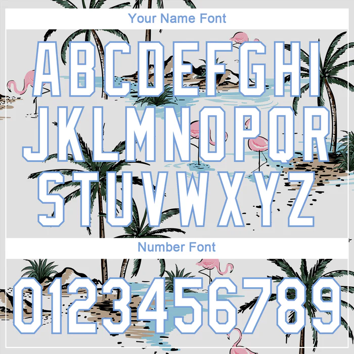 Personalized White Light Blue 3D Pattern Design Hawaii Palm Trees Custom Name Number Sublimation Uniform - Image 6