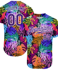 Personalized Purple 3D Pattern Design Hawaii Palm Trees Custom Name Number Sublimation Uniform
