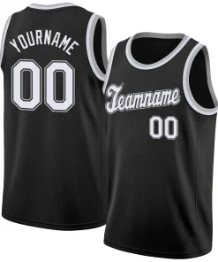 Custom Black White-Gray Classic Tops Breathable Basketball Jersey