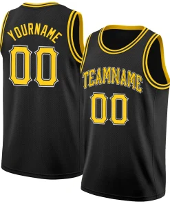 Custom Black Yellow-White Classic Tops Breathable Basketball Jersey