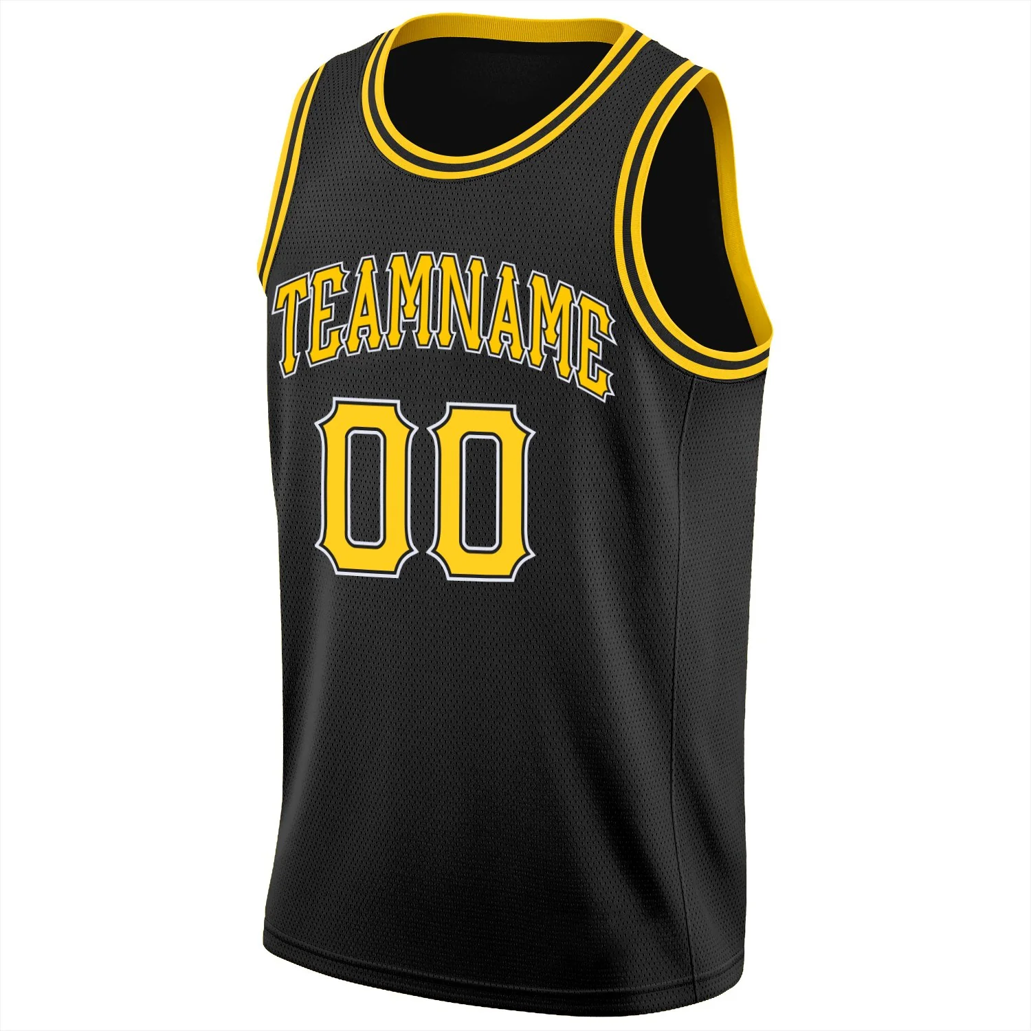 Custom Black Yellow-White Classic Tops Breathable Basketball Jersey - Image 6