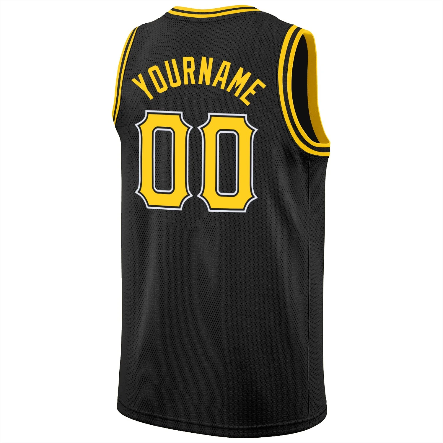 Custom Black Yellow-White Classic Tops Breathable Basketball Jersey - Image 7