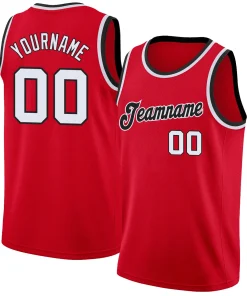 Custom Red White-Black Classic Tops Athletic Casual Basketball Jersey