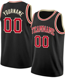 Custom Black Red-Cream Classic Tops Authentic Basketball Jersey
