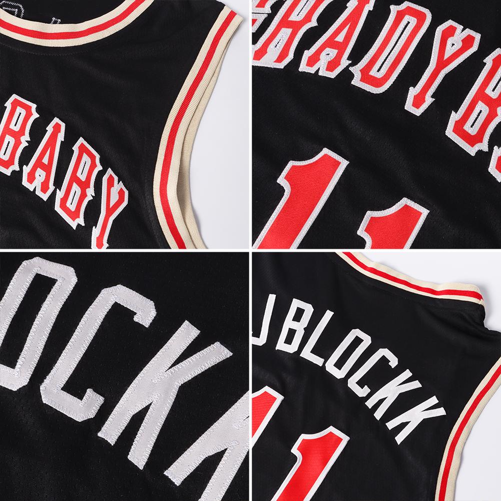 Custom Black Red-Cream Classic Tops Authentic Basketball Jersey - Image 5
