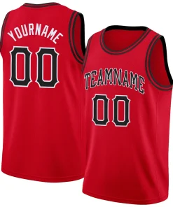 Custom Red Black White Classic Tops Athletic Casual Basketball Jersey