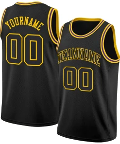 Custom Black Gold Classic Tops Authentic Basketball Jersey